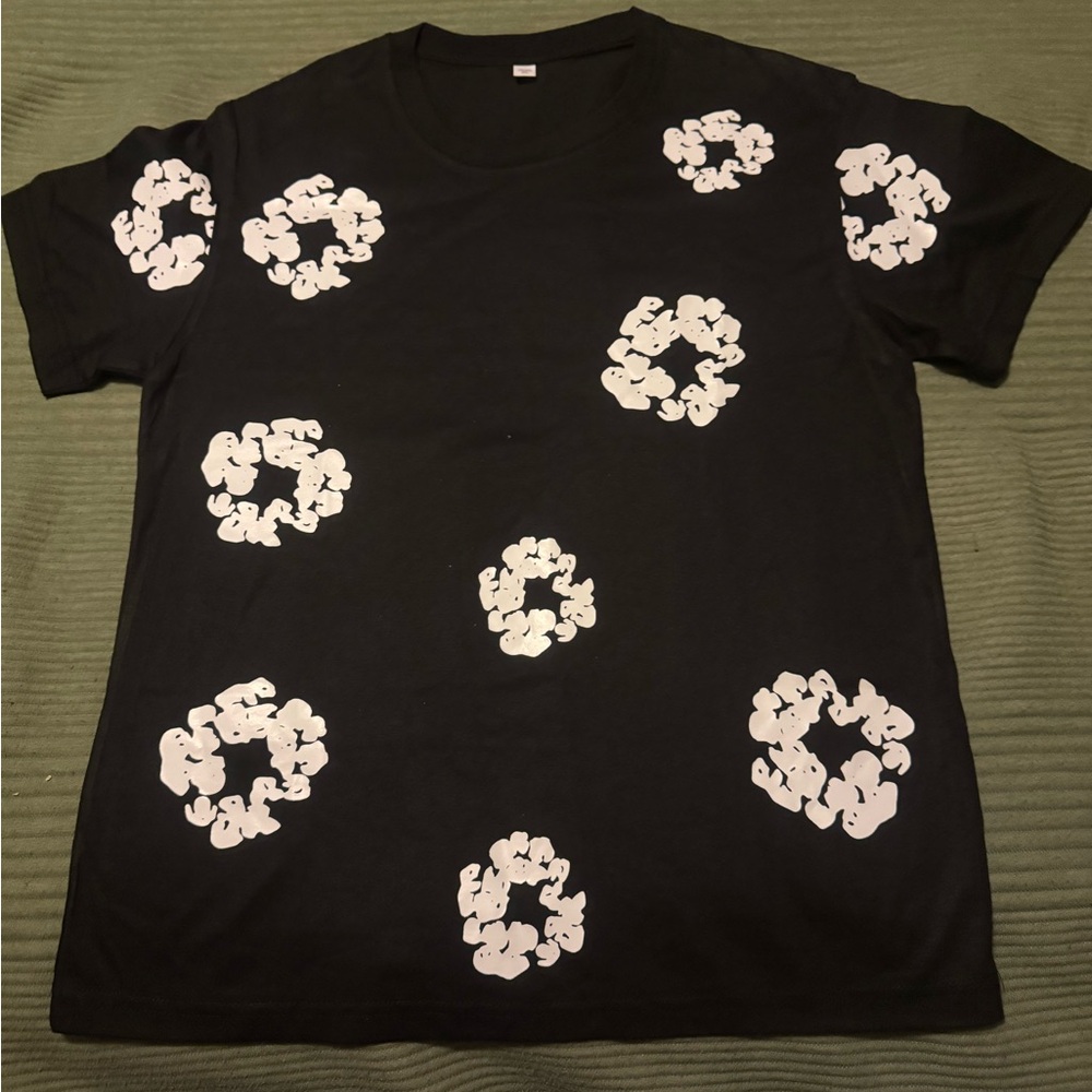 Black Graphic Men's Denim Tears type T-Shirt